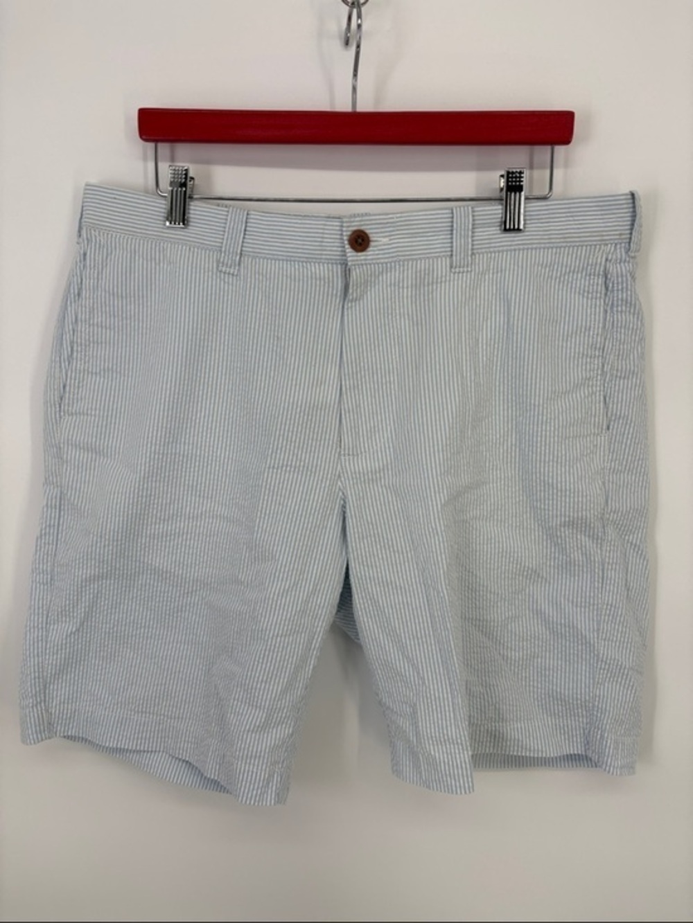 🫎 J. Crew cotton seersucker Light Blue and White Pinstripe Flat Front Shorts